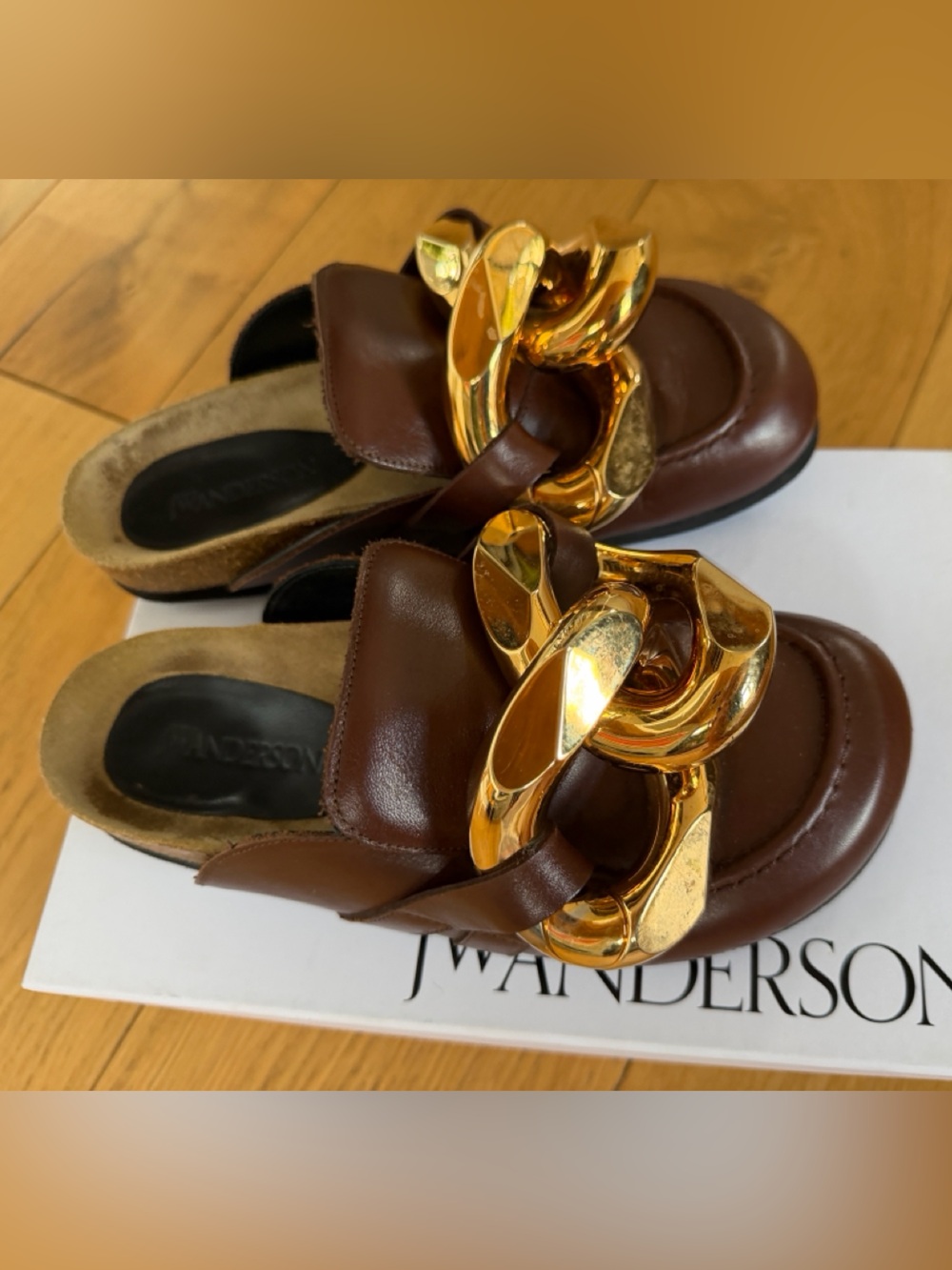 JW ANDERSON Brown Leather Chain Mules